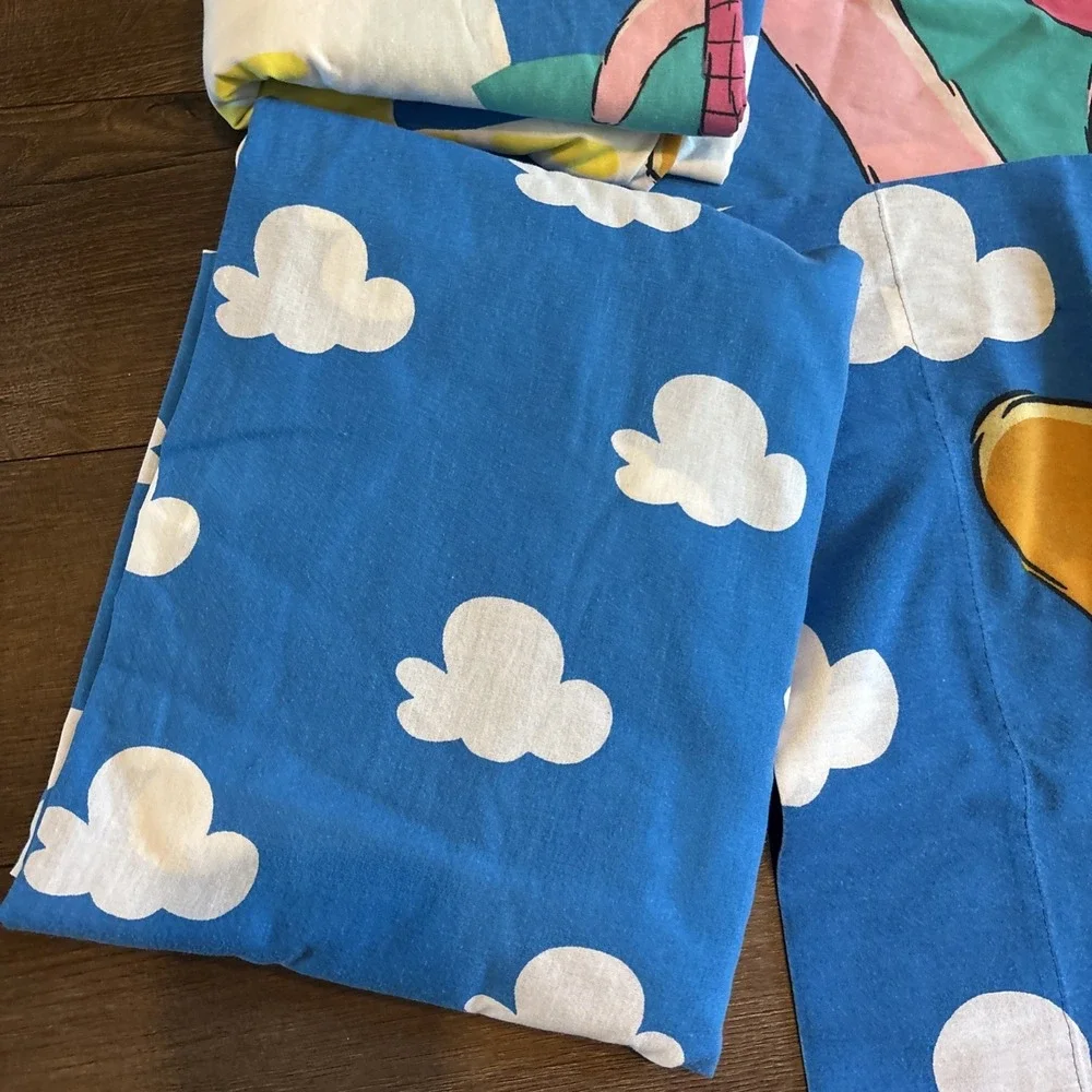 Vtg Disney Winnie the Pooh Piglet Twin 1 Flat 1 Fitted Sheet 2 Pillow Cases Set